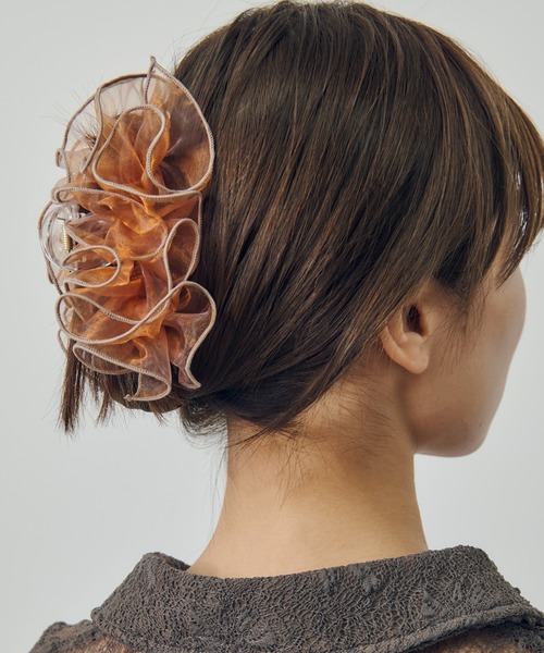 GOLDY(ゴールディ)の「ラッフル シアー バンス クリップ(バレッタ/ヘアクリップ・レディース・ブルー/グレー/ブラック/ピンク・FREE)」の9枚目の写真