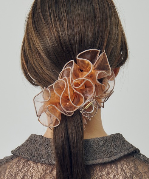 GOLDY(ゴールディ)の「ラッフル シアー バンス クリップ(バレッタ/ヘアクリップ・レディース・ブルー/グレー/ブラック/ピンク・FREE)」の10枚目の写真