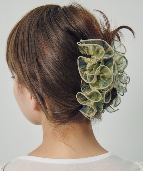 GOLDY(ゴールディ)の「ラッフル シアー バンス クリップ(バレッタ/ヘアクリップ・レディース・ブルー/グレー/ブラック/ピンク・FREE)」の11枚目の写真