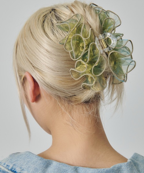 GOLDY(ゴールディ)の「ラッフル シアー バンス クリップ(バレッタ/ヘアクリップ・レディース・ブルー/グレー/ブラック/ピンク・FREE)」の13枚目の写真