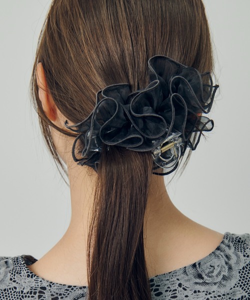 GOLDY(ゴールディ)の「ラッフル シアー バンス クリップ(バレッタ/ヘアクリップ・レディース・ブルー/グレー/ブラック/ピンク・FREE)」の17枚目の写真