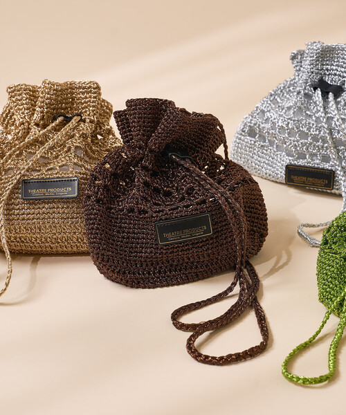 FREAK'S STORE（フリークスストア）の「THEATRE PRODUCTS × FREAK'S STORE/シアタープロダクツ 別注ラメ メッシュ ショルダーバッグ/巾着バッグ（ショルダーバッグ・レディース・シルバー/グリーン/ゴールド/ブラウン・ONE SIZE）」の2枚目の写真