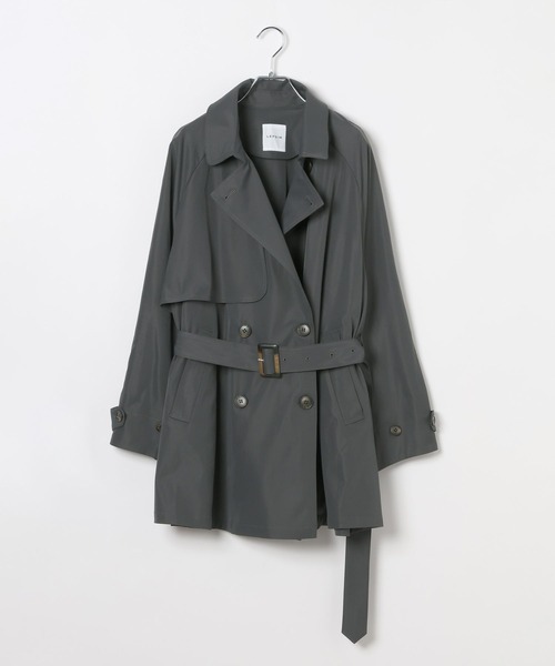 LEPSIM（レプシィム）の「ハーフトレンチコート　634142（トレンチコート・レディース・ライトベージュ/チャコールグレー・FREE）」の9枚目の写真