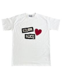SK8ER ROCK（スケーターロック）の「Love Rock Patchwork T-shirt ((white))（Tシャツ/カットソー）」