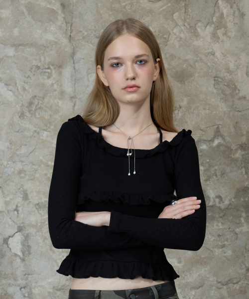 LARTIGENT（ラーティゼン）の「L13 FRILL HALTER SLEEVE(BLACK)（Tシャツ/カットソー・レディース・その他・FREE）」の4枚目の写真