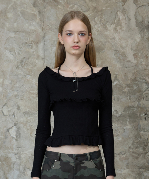 LARTIGENT（ラーティゼン）の「L13 FRILL HALTER SLEEVE(BLACK)（Tシャツ/カットソー・レディース・その他・FREE）」の5枚目の写真