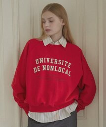 Preppie Lettering Raglan Sweatshirt - Red