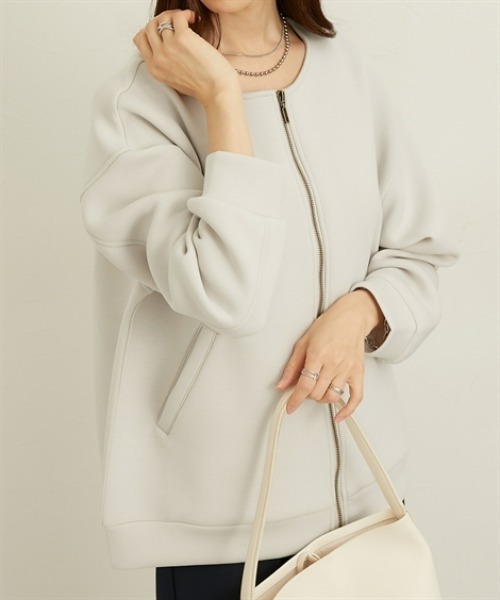 nissen（ニッセン）の「きれいめダンボールノーカラージャケット（その他アウター・レディース・ブラック/グレー・LL/L/M）」の3枚目の写真