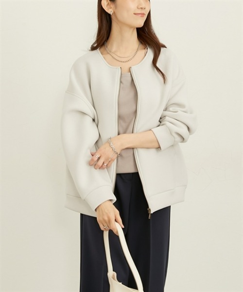 nissen（ニッセン）の「きれいめダンボールノーカラージャケット（その他アウター・レディース・ブラック/グレー・LL/L/M）」の4枚目の写真