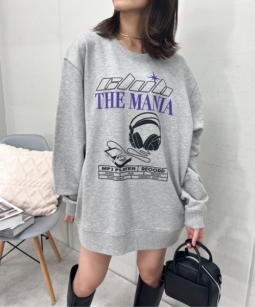 spiritoso(スピリトーゾ)の「CLUBTHEMANIAヘッドフォンプリント裏毛トレーナー(スウェット・レディース・ホワイト/ブラック/杢グレー・FREE)」の15枚目の写真