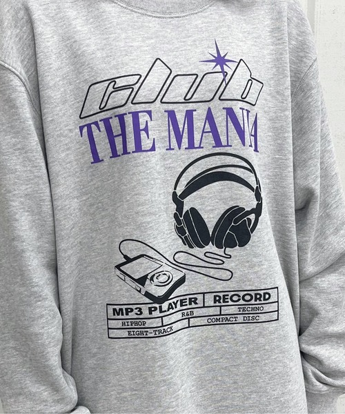 spiritoso(スピリトーゾ)の「CLUBTHEMANIAヘッドフォンプリント裏毛トレーナー(スウェット・レディース・ホワイト/ブラック/杢グレー・FREE)」の16枚目の写真