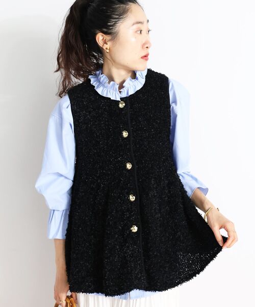 le.coeur blanc(ルクールブラン)の「TORRAZZO DONNA別注バタフライヤーンベスト(ベスト・レディース・ベージュ/ブラック・38)」の4枚目の写真