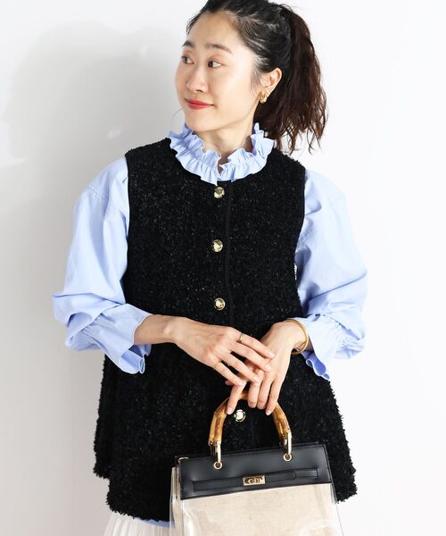 le.coeur blanc(ルクールブラン)の「TORRAZZO DONNA別注バタフライヤーンベスト(ベスト・レディース・ベージュ/ブラック・38)」の5枚目の写真