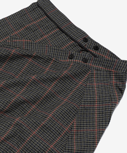 CARGOBROS FOR WOMAN(カーゴブロスフォーウィメン)の「ウールチェックプリーツラップミディスカート(チャコール)(スカート・レディース・その他・FREE)」の6枚目の写真