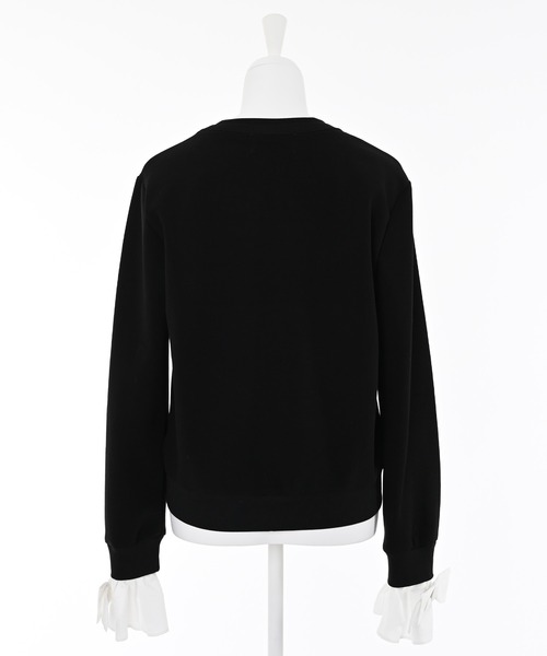 Narcissus(ナルシス)の「袖リボンカーディガン/ドッキング(カーディガン/ボレロ・レディース・グレー/ブラック・FREE)」の4枚目の写真