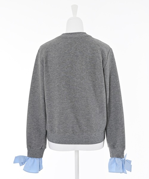 Narcissus(ナルシス)の「袖リボンカーディガン/ドッキング(カーディガン/ボレロ・レディース・グレー/ブラック・FREE)」の5枚目の写真