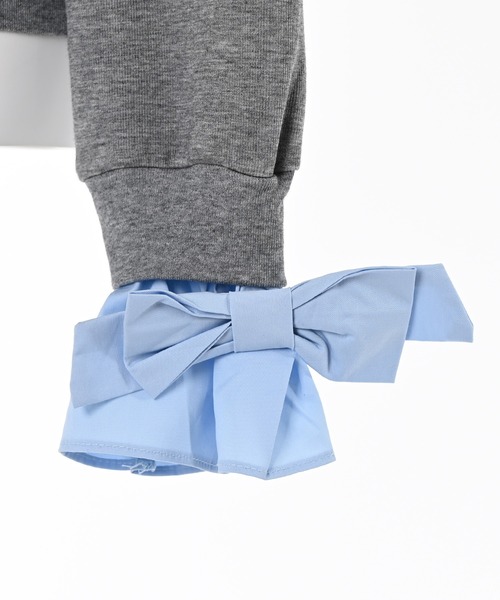 Narcissus(ナルシス)の「袖リボンカーディガン/ドッキング(カーディガン/ボレロ・レディース・グレー/ブラック・FREE)」の7枚目の写真