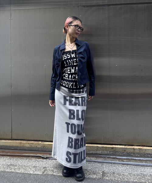 Oriens JOURNAL STANDARD(オリエンス ジャーナルスタンダード)の「ロゴロングスカート(スカート・レディース・グレー/ホワイト/パープル・FREE)」の4枚目の写真