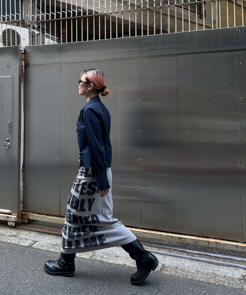 Oriens JOURNAL STANDARD(オリエンス ジャーナルスタンダード)の「ロゴロングスカート(スカート・レディース・グレー/ホワイト/パープル・FREE)」の6枚目の写真