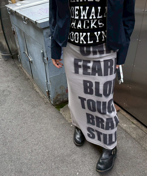 Oriens JOURNAL STANDARD(オリエンス ジャーナルスタンダード)の「ロゴロングスカート(スカート・レディース・グレー/ホワイト/パープル・FREE)」の9枚目の写真