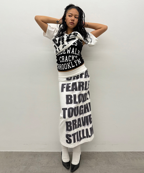 Oriens JOURNAL STANDARD(オリエンス ジャーナルスタンダード)の「ロゴロングスカート(スカート・レディース・グレー/ホワイト/パープル・FREE)」の15枚目の写真