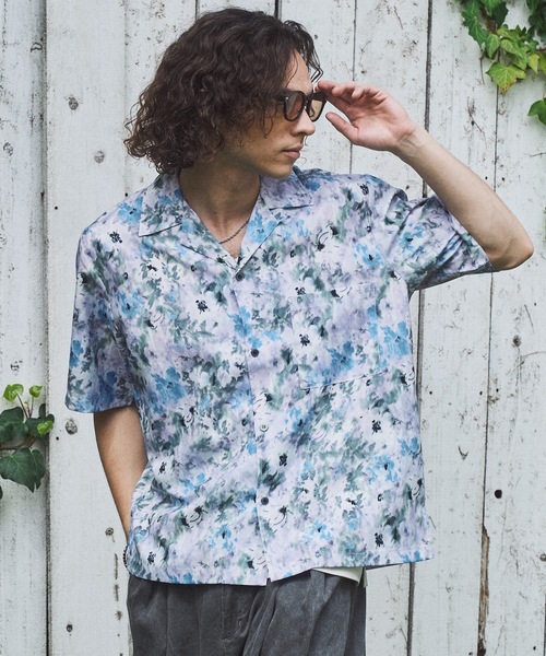 CASPER JOHN(キャスパージョン)の「Flower pattern compact shirts/フラワーパターンコンパクトシャツ(シャツ/ブラウス・メンズ・グリーン/アイボリー/カーキ/ホワイト/ネイビー/ブラック・X-SMALL/SMALL/MEDIUM/LARGE)」の2枚目の写真