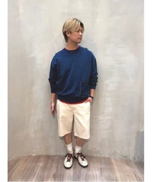 ウォッシュ加工 ナンバリング クルーネック スウェット