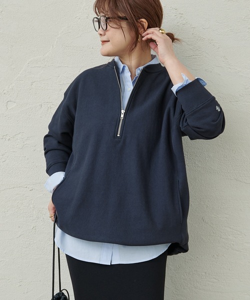 PUAL CE CIN（ピュアルセシン）の「【＠noricorico102企画】ハーフジップドローコードスウェット（スウェット・レディース・ネイビー/グレー・FREE）」の2枚目の写真