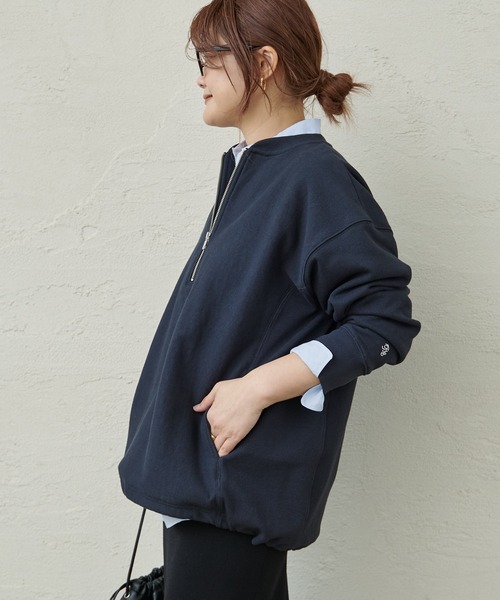 PUAL CE CIN（ピュアルセシン）の「【＠noricorico102企画】ハーフジップドローコードスウェット（スウェット・レディース・ネイビー/グレー・FREE）」の15枚目の写真