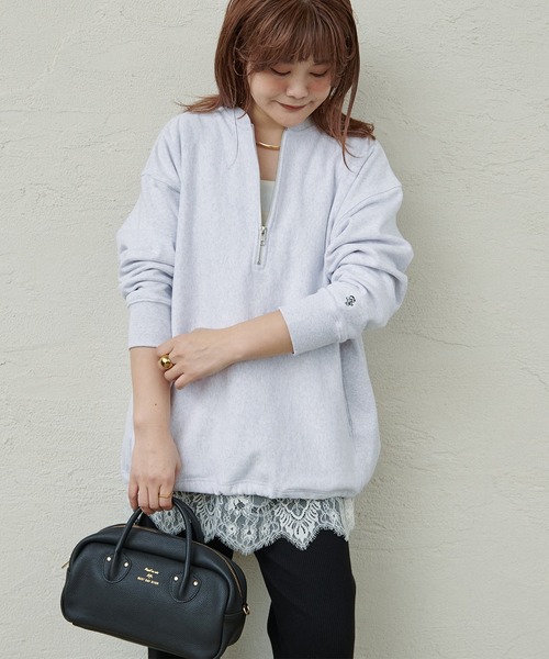 PUAL CE CIN（ピュアルセシン）の「【＠noricorico102企画】ハーフジップドローコードスウェット（スウェット・レディース・ネイビー/グレー・FREE）」の8枚目の写真