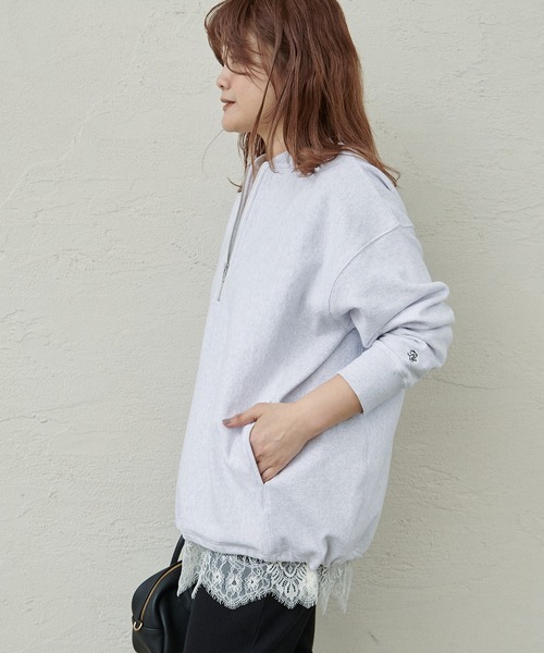 PUAL CE CIN（ピュアルセシン）の「【＠noricorico102企画】ハーフジップドローコードスウェット（スウェット・レディース・ネイビー/グレー・FREE）」の9枚目の写真