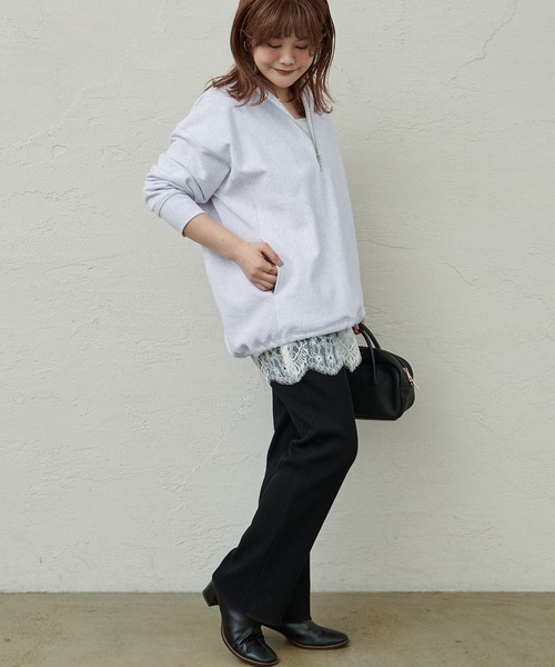 PUAL CE CIN（ピュアルセシン）の「【＠noricorico102企画】ハーフジップドローコードスウェット（スウェット・レディース・ネイビー/グレー・FREE）」の12枚目の写真