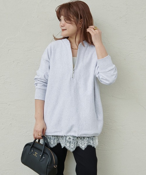 PUAL CE CIN（ピュアルセシン）の「【＠noricorico102企画】ハーフジップドローコードスウェット（スウェット・レディース・ネイビー/グレー・FREE）」の7枚目の写真