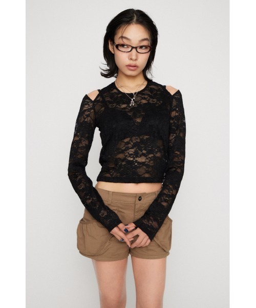 LAGUA GEM（ラグアジェム）の「LACE HALTER NECK トップス（Tシャツ/カットソー・レディース・アイボリー/ブラック/ブラウン・FREE）」の11枚目の写真