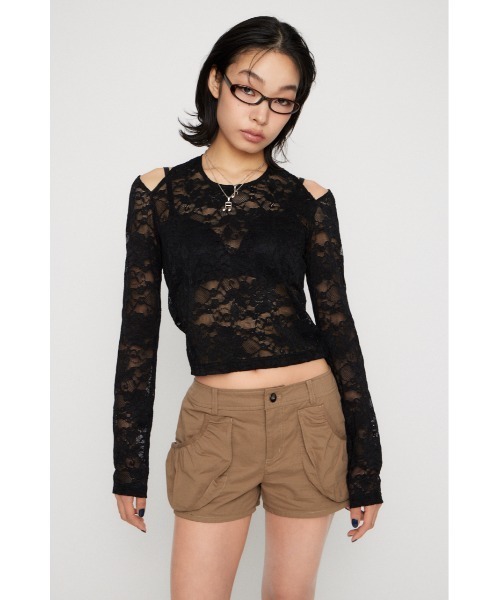 LAGUA GEM（ラグアジェム）の「LACE HALTER NECK トップス（Tシャツ/カットソー・レディース・アイボリー/ブラック/ブラウン・FREE）」の12枚目の写真