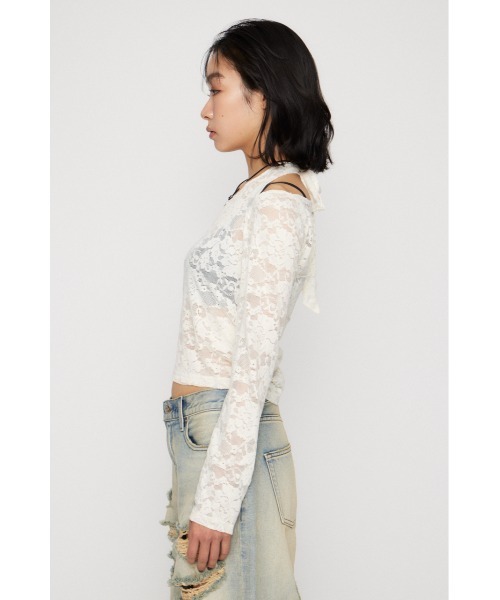 LAGUA GEM（ラグアジェム）の「LACE HALTER NECK トップス（Tシャツ/カットソー・レディース・アイボリー/ブラック/ブラウン・FREE）」の6枚目の写真