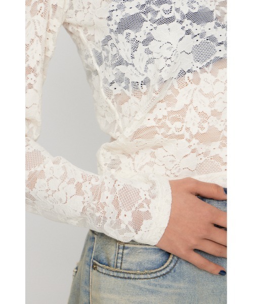 LAGUA GEM（ラグアジェム）の「LACE HALTER NECK トップス（Tシャツ/カットソー・レディース・アイボリー/ブラック/ブラウン・FREE）」の9枚目の写真