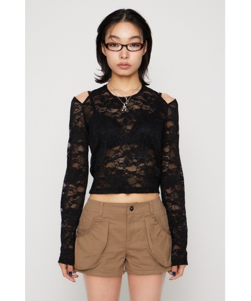 LAGUA GEM（ラグアジェム）の「LACE HALTER NECK トップス（Tシャツ/カットソー・レディース・アイボリー/ブラック/ブラウン・FREE）」の10枚目の写真
