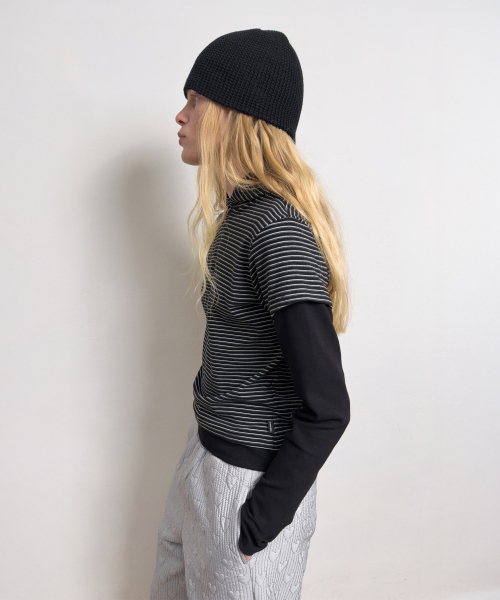 DIAGONAL（ダイアゴナル）の「STRIPE HOODIE LAYERED TEE (black)（Tシャツ/カットソー・レディース・その他・FREE）」の11枚目の写真