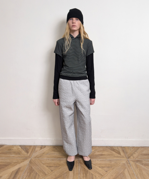 DIAGONAL（ダイアゴナル）の「STRIPE HOODIE LAYERED TEE (black)（Tシャツ/カットソー・レディース・その他・FREE）」の10枚目の写真