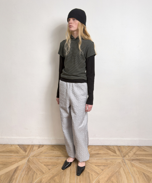 DIAGONAL（ダイアゴナル）の「STRIPE HOODIE LAYERED TEE (black)（Tシャツ/カットソー・レディース・その他・FREE）」の9枚目の写真