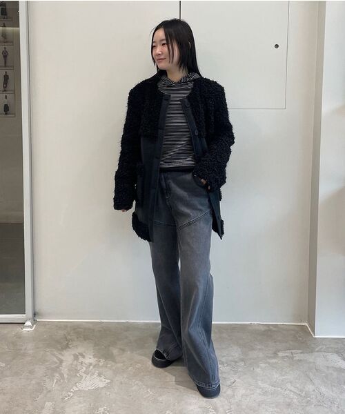DIAGONAL（ダイアゴナル）の「STRIPE HOODIE LAYERED TEE (black)（Tシャツ/カットソー・レディース・その他・FREE）」の4枚目の写真