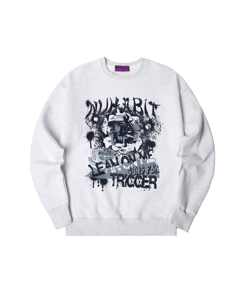 NUHABIT(ニューハビット)の「N/H TRIGGER オーバーサイズ 裏起毛 スウェット_メランジホワイト (SOM4-4NH1216)(スウェット・メンズ・ライトグレー・LARGE/MEDIUM/X-LARGE)」の1枚目の写真
