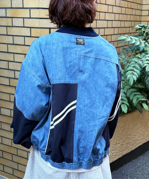 DOUBLE NAME(ダブルネーム)の「ジャージMIXデニムジャケット(カーディガン/ボレロ・レディース・インディゴブルー/ネイビー・FREE)」の5枚目の写真