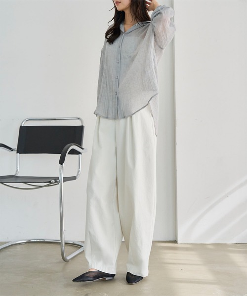 KOBE LETTUCE(コウベレタス)の「タックワイドカーブパンツ(その他パンツ・レディース・ベージュ/ブラック/ホワイト系・M)」の11枚目の写真