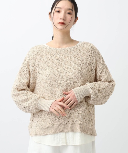 studio CLIP（スタディオクリップ）の「《natural by clip》7ゲージ透かしプルオーバーセット（その他トップス・レディース・グレー/ネイビー/ベージュ・FREE）」の2枚目の写真