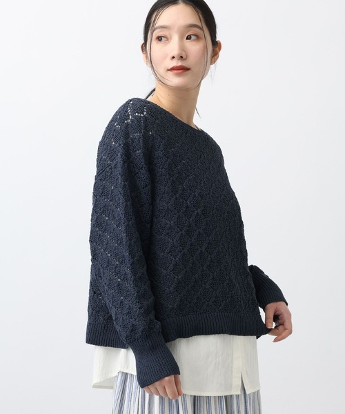 studio CLIP（スタディオクリップ）の「《natural by clip》7ゲージ透かしプルオーバーセット（その他トップス・レディース・グレー/ネイビー/ベージュ・FREE）」の3枚目の写真