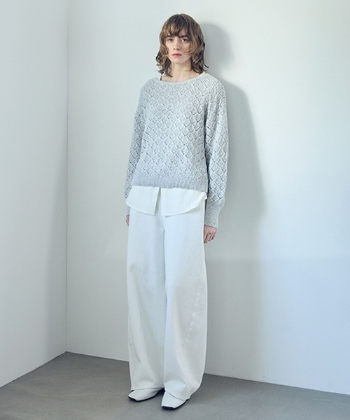 studio CLIP（スタディオクリップ）の「《natural by clip》7ゲージ透かしプルオーバーセット（その他トップス・レディース・グレー/ネイビー/ベージュ・FREE）」の4枚目の写真