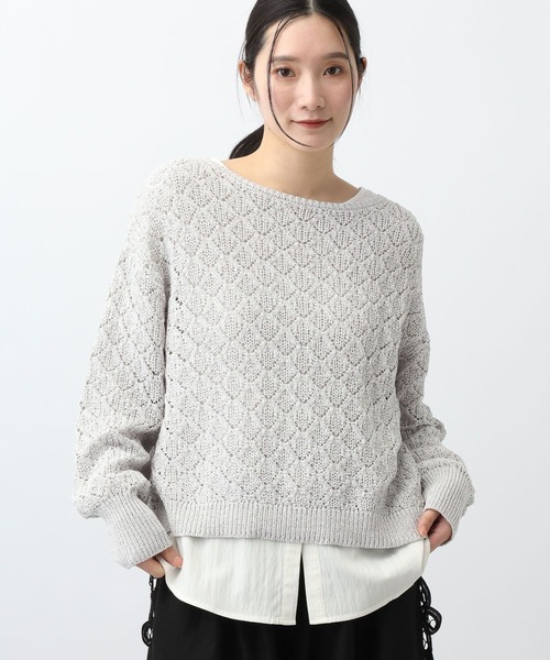 studio CLIP（スタディオクリップ）の「《natural by clip》7ゲージ透かしプルオーバーセット（その他トップス・レディース・グレー/ネイビー/ベージュ・FREE）」の5枚目の写真