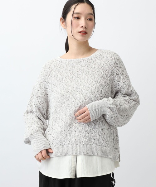 studio CLIP（スタディオクリップ）の「《natural by clip》7ゲージ透かしプルオーバーセット（その他トップス・レディース・グレー/ネイビー/ベージュ・FREE）」の6枚目の写真